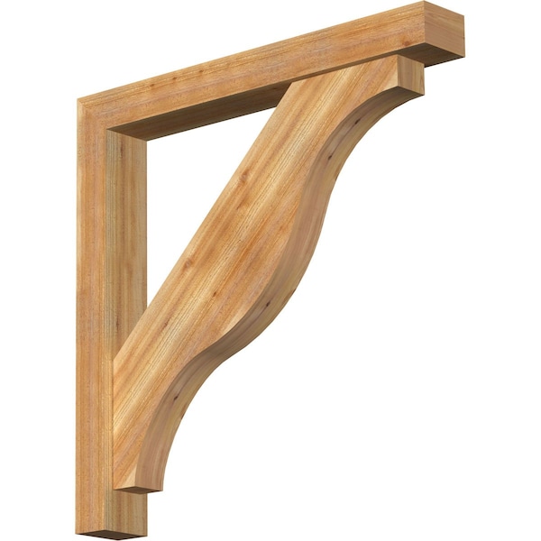 Ekena Millwork Funston Block Rough Sawn Bracket w/ Offset Brace, Western Red Cedar, 6"W x 44"D x 44"H BKT0604X44X44FST05RWR - main